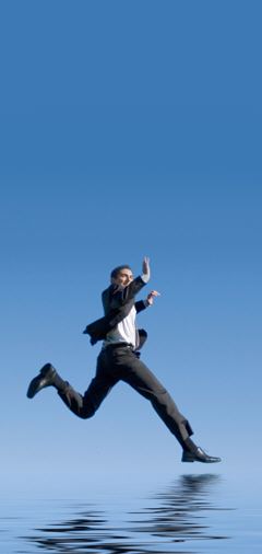 Man running on water